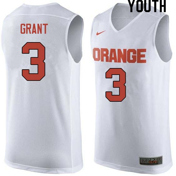 Youth #3 Jerami Grant Syracuse White College Basketball Jerseys Sale-White